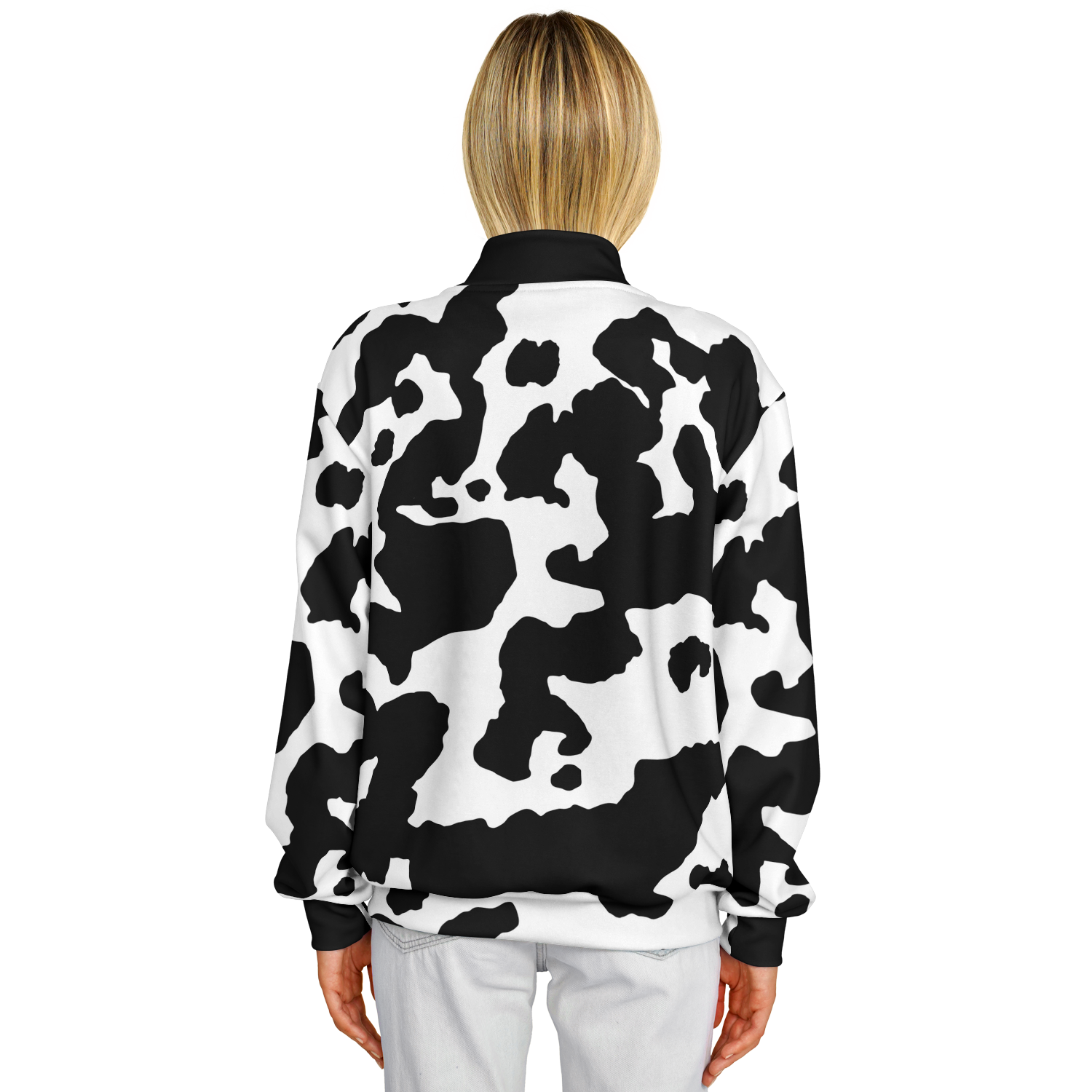 Baseball Jacket in Black & White Cow Print | Unisex