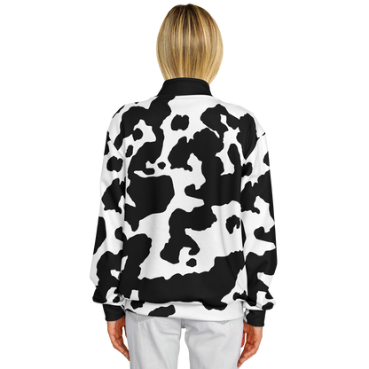 Baseball Jacket in Black & White Cow Print | Unisex