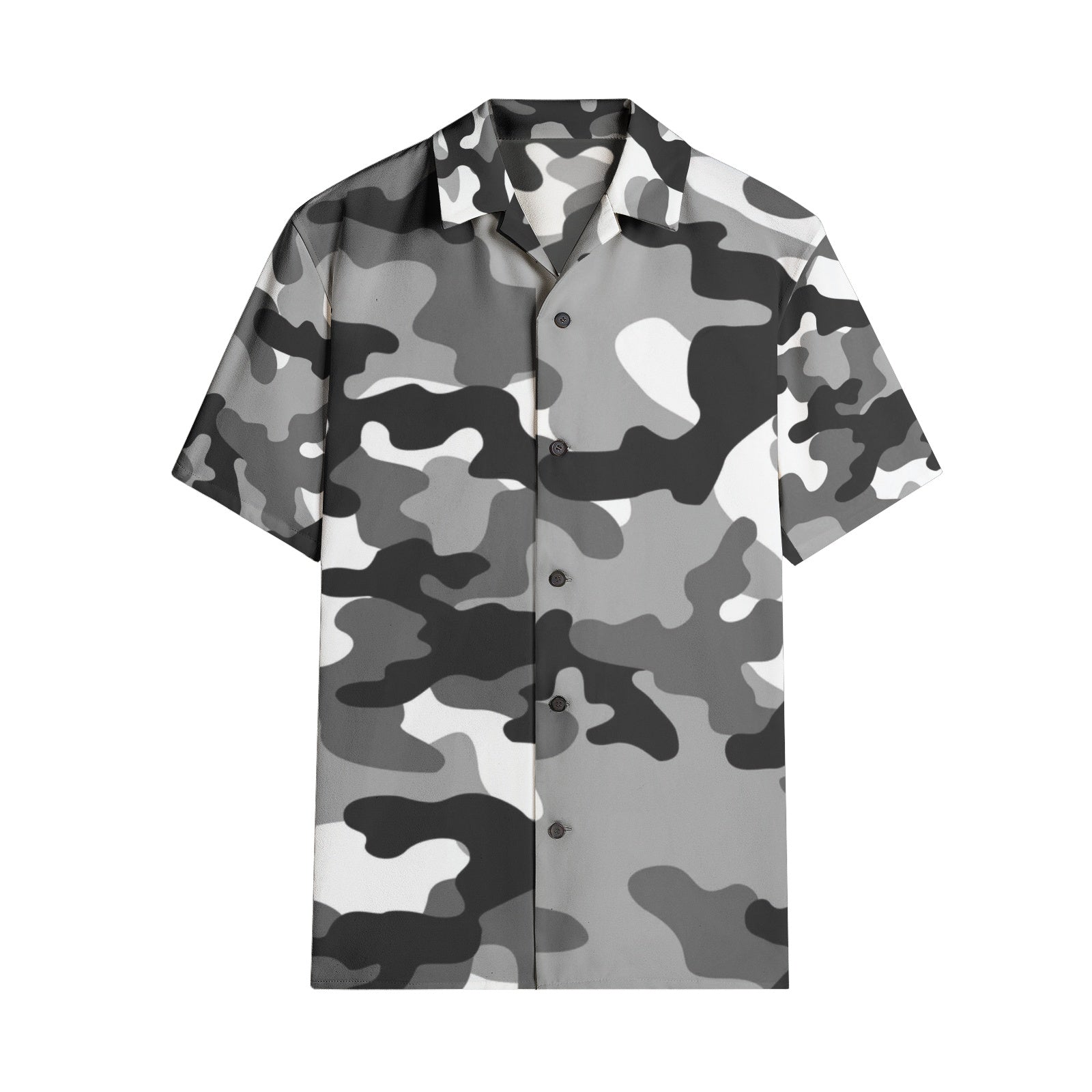 Cotton Camo Shirt For Men | Gray, Black & White Short-Sleeve