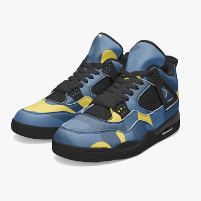 Camo Jordans AJ4 | Blue & Yellow Military Camouflage