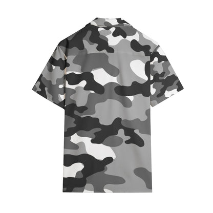 Cotton Camo Shirt For Men | Gray, Black & White Short-Sleeve