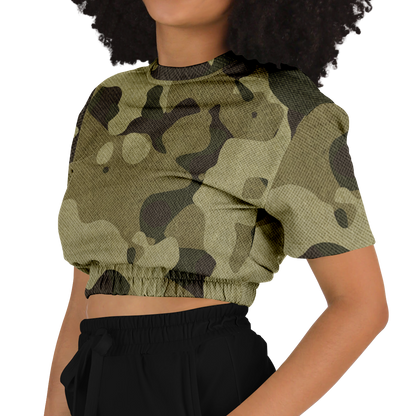 Camo Crop Top Sweatshirt | Green Fabric Camouflage