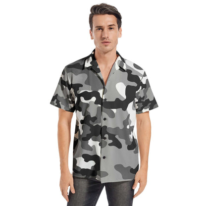 Cotton Camo Shirt For Men | Gray, Black & White Short-Sleeve