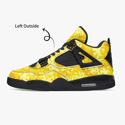 Yellow Camo Jordans AJ4 | Digital Pixel Camouflage