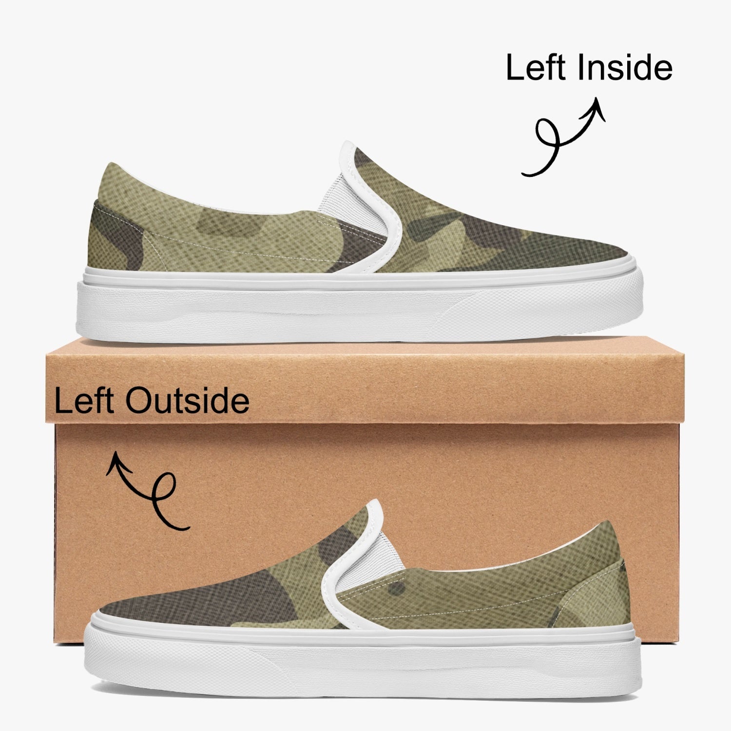 Camo Slip-On Shoes | Green Fabric Camouflage Design