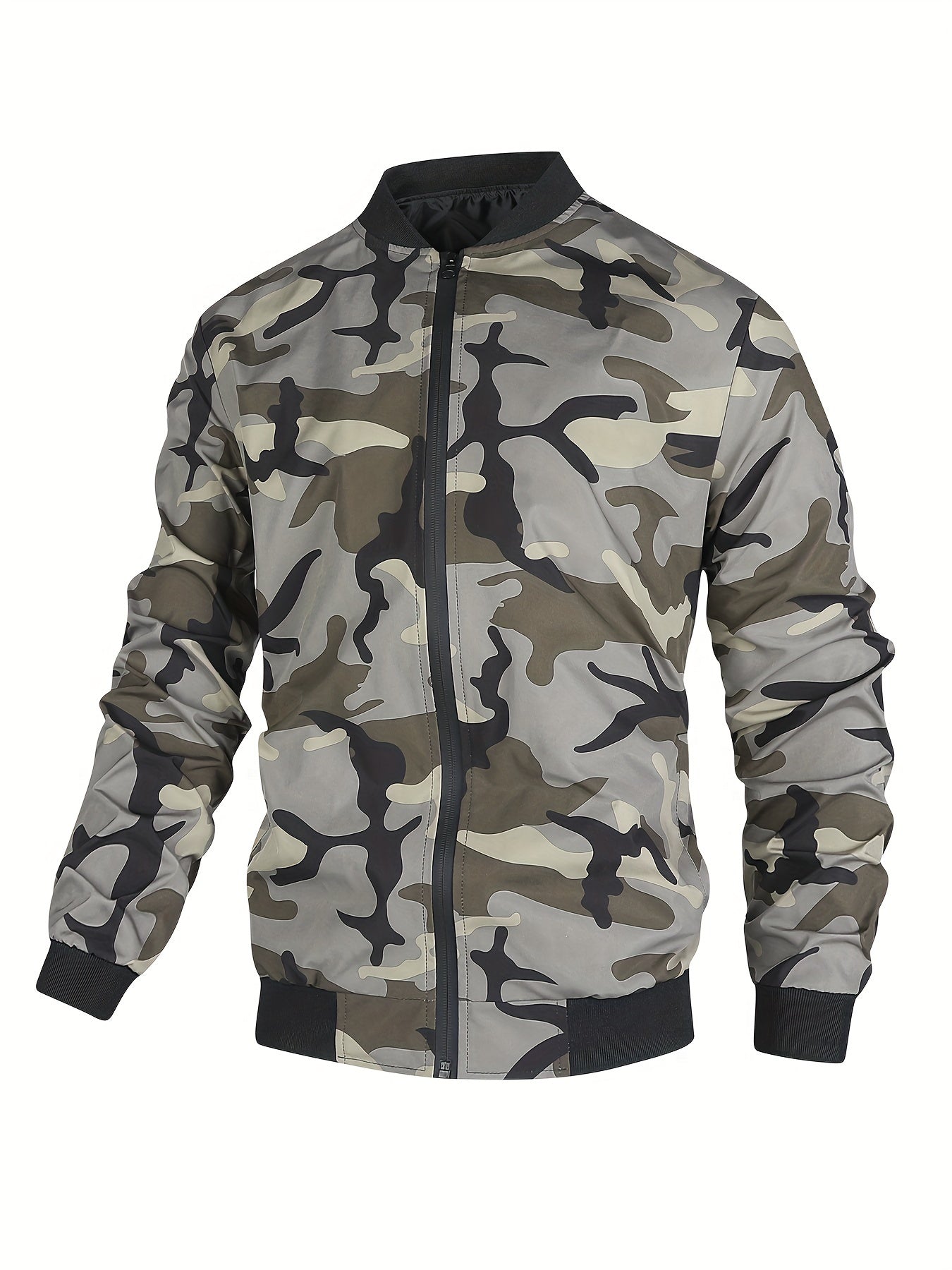 Men's Lightweight Camouflage Bomber Jacket | Full Zip Up