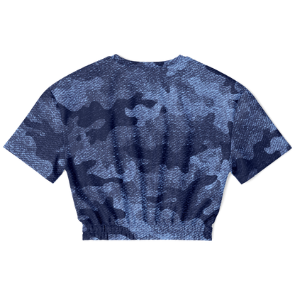 Camo Crop Top Sweatshirt | Blue Denim Camouflage