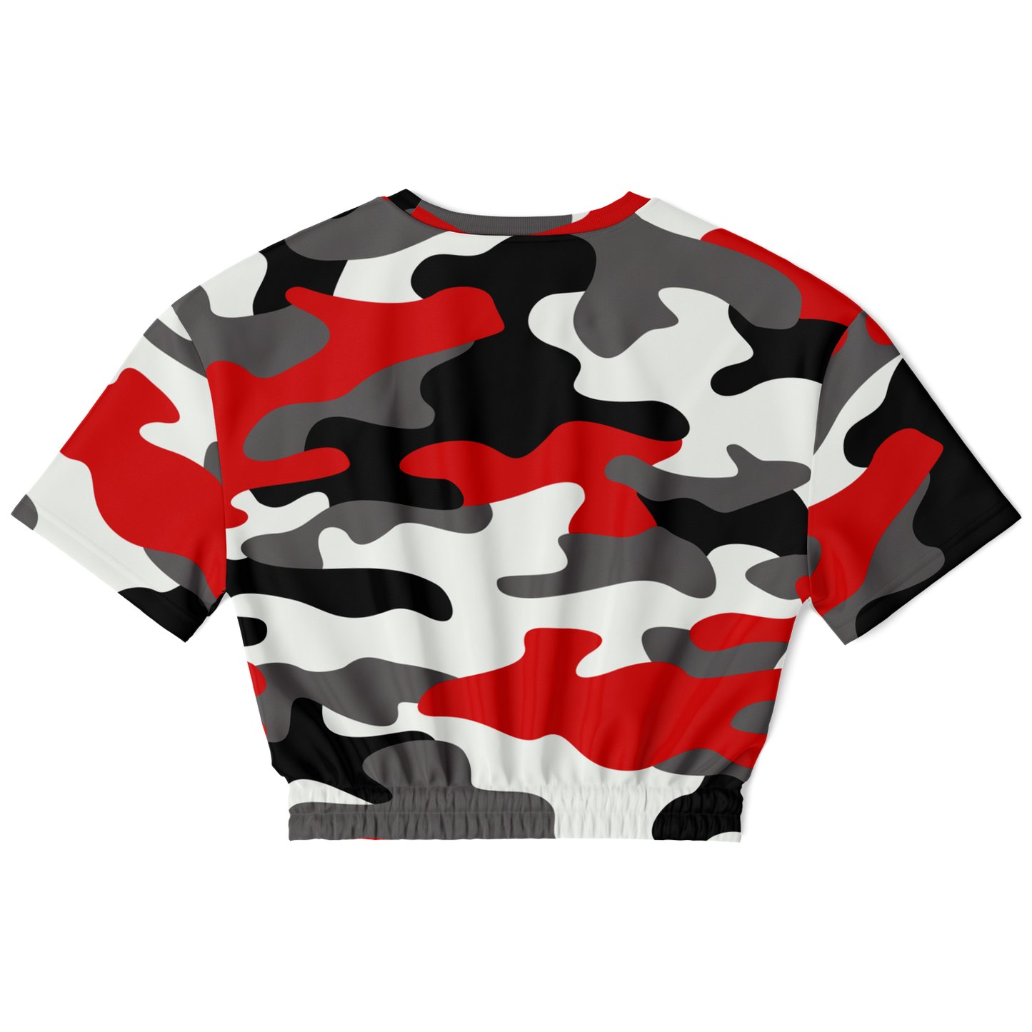 Camo Crop Top Sweatshirt | Red, Black & White Camouflage