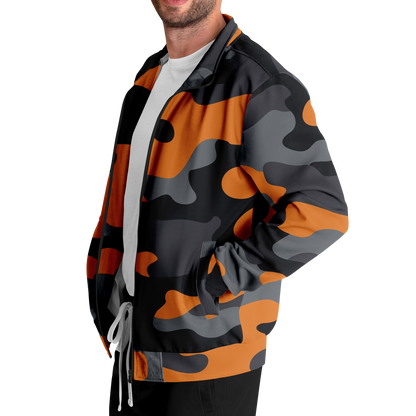 Camo Track Jacket | Orange, Black & Gray Camouflage