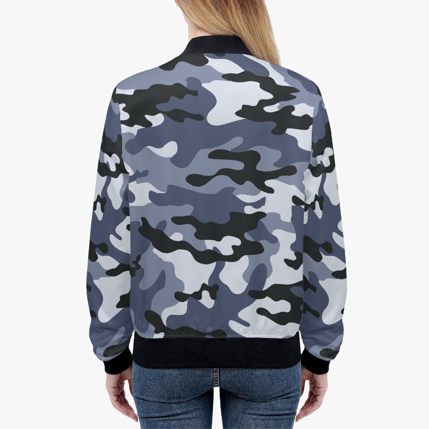 Women's Camo Bomber Jacket | Light Blue Camouflage