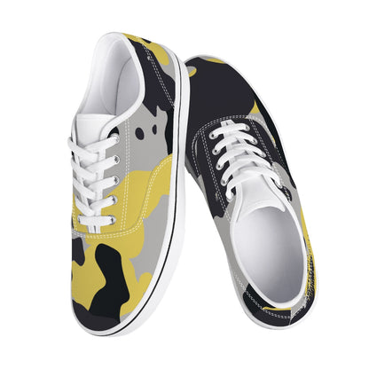 Camo Skate Shoes | Yellow, Black, and Silver Camouflage