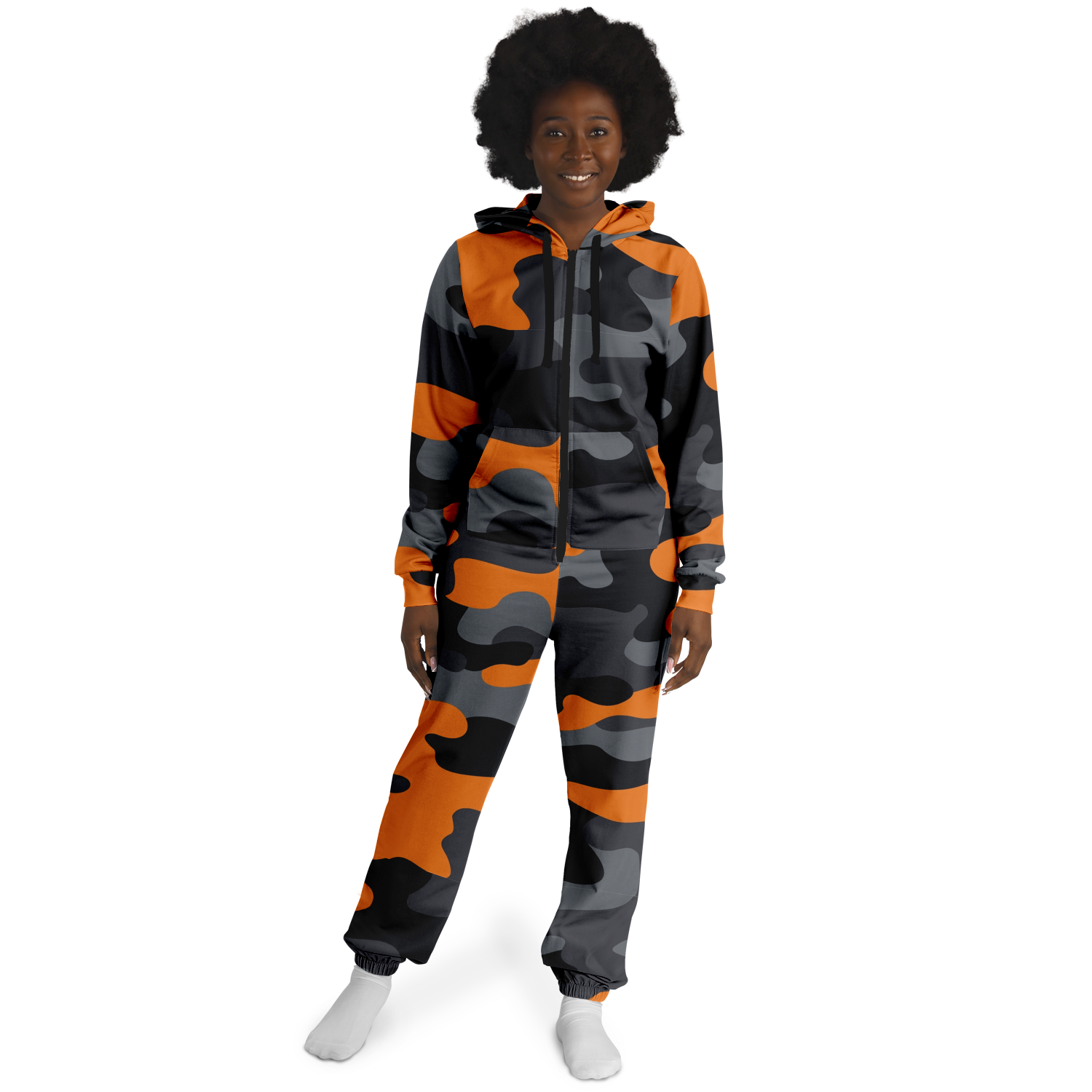 Camo Onesie | Orange, Black and Gray Camouflage