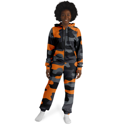 Camo Onesie | Orange, Black and Gray Camouflage