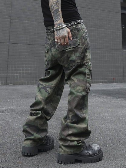 Men's Camo Denim Wide-Leg Jeans | PLUS SIZE