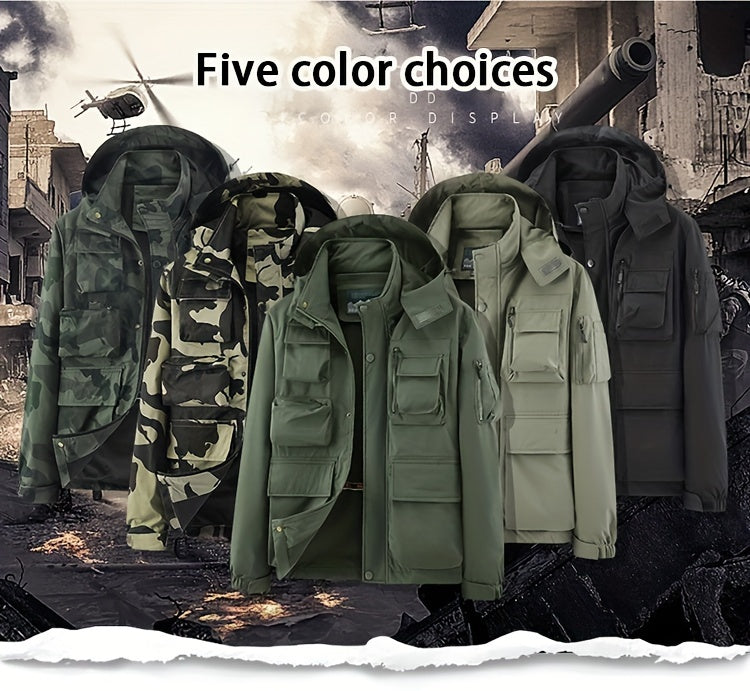 Men's Camo Jacket | Outdoor Stylish with Removable Hood