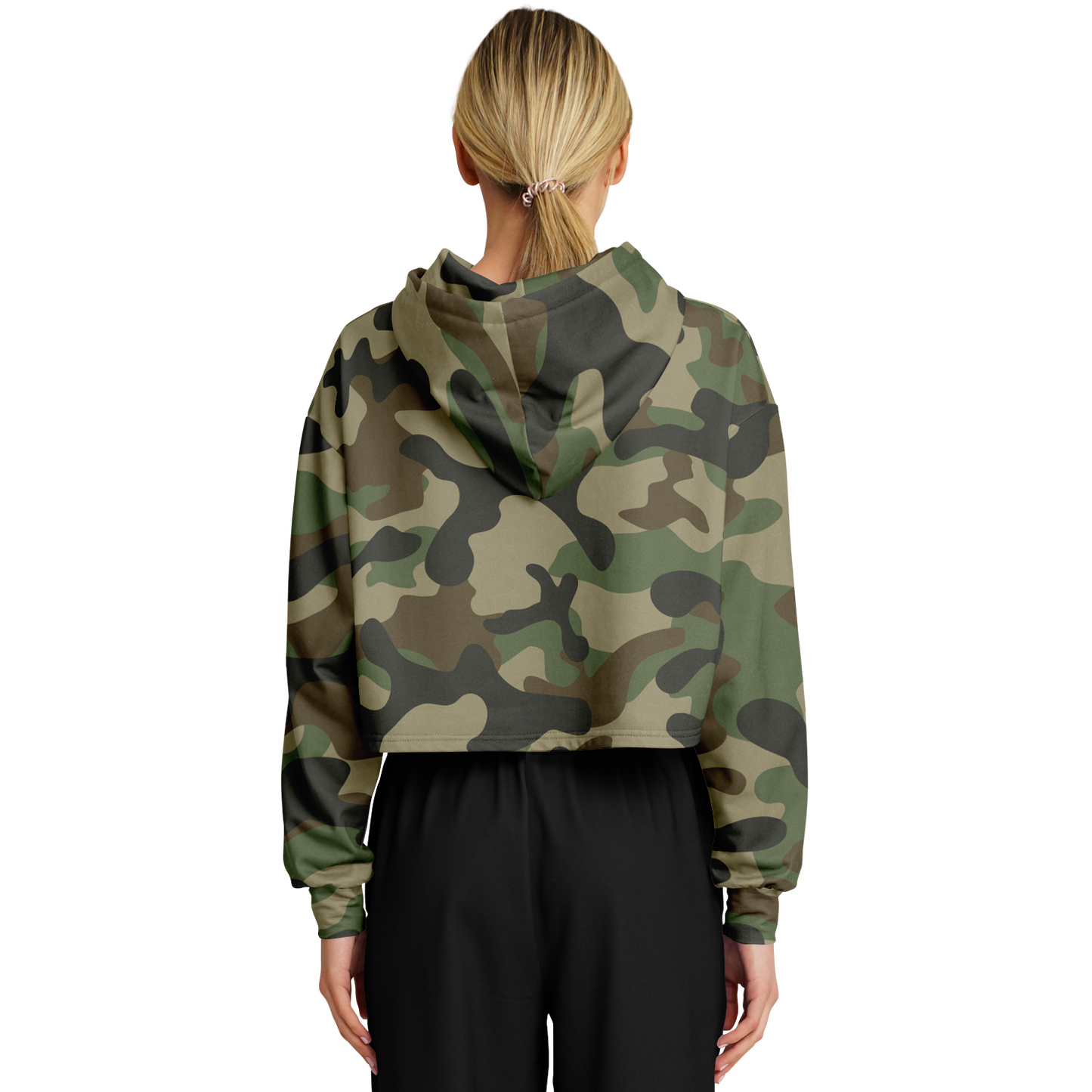 Cropped Hoodie For Women | Classic Green Camo