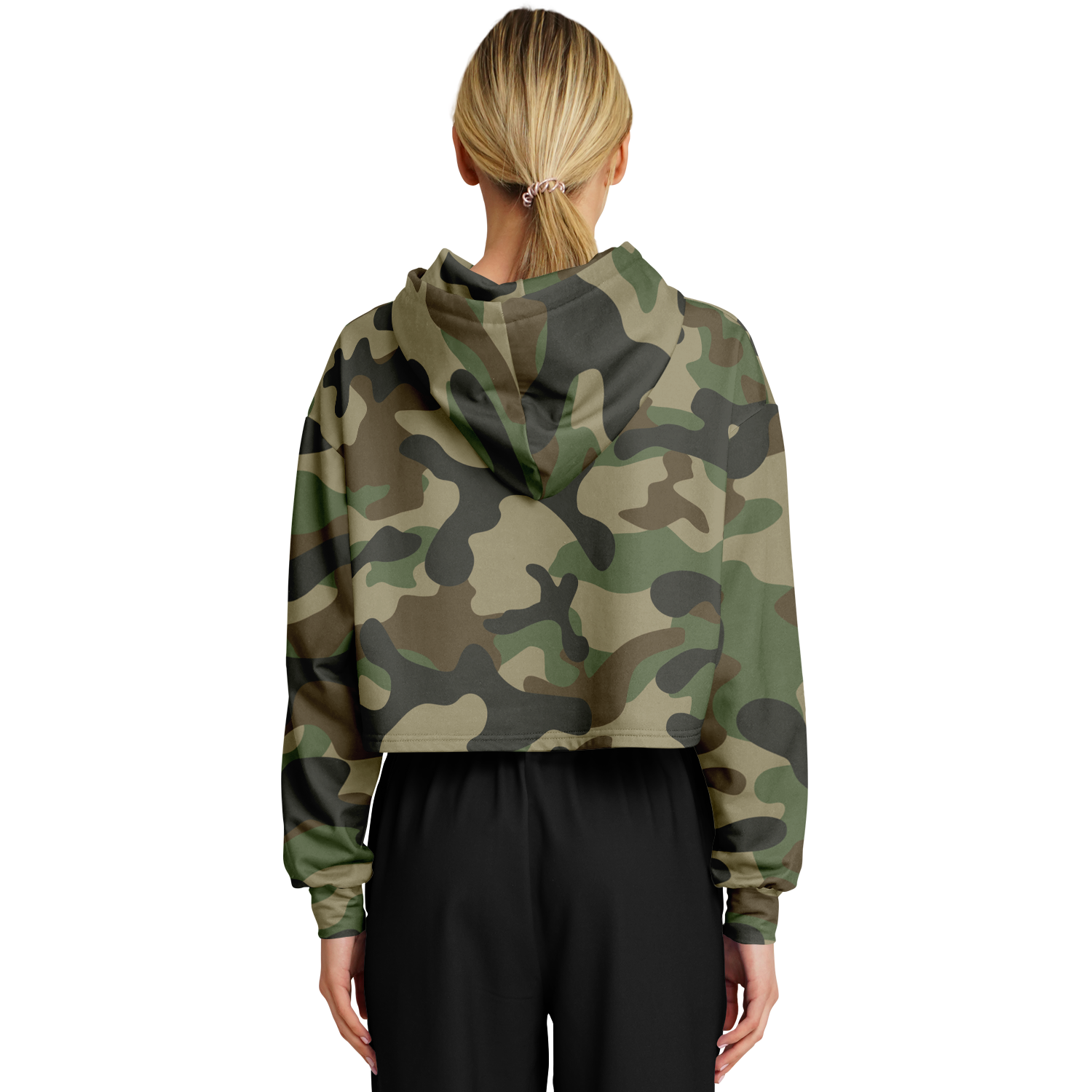 Cropped Hoodie For Women | Classic Green Camo