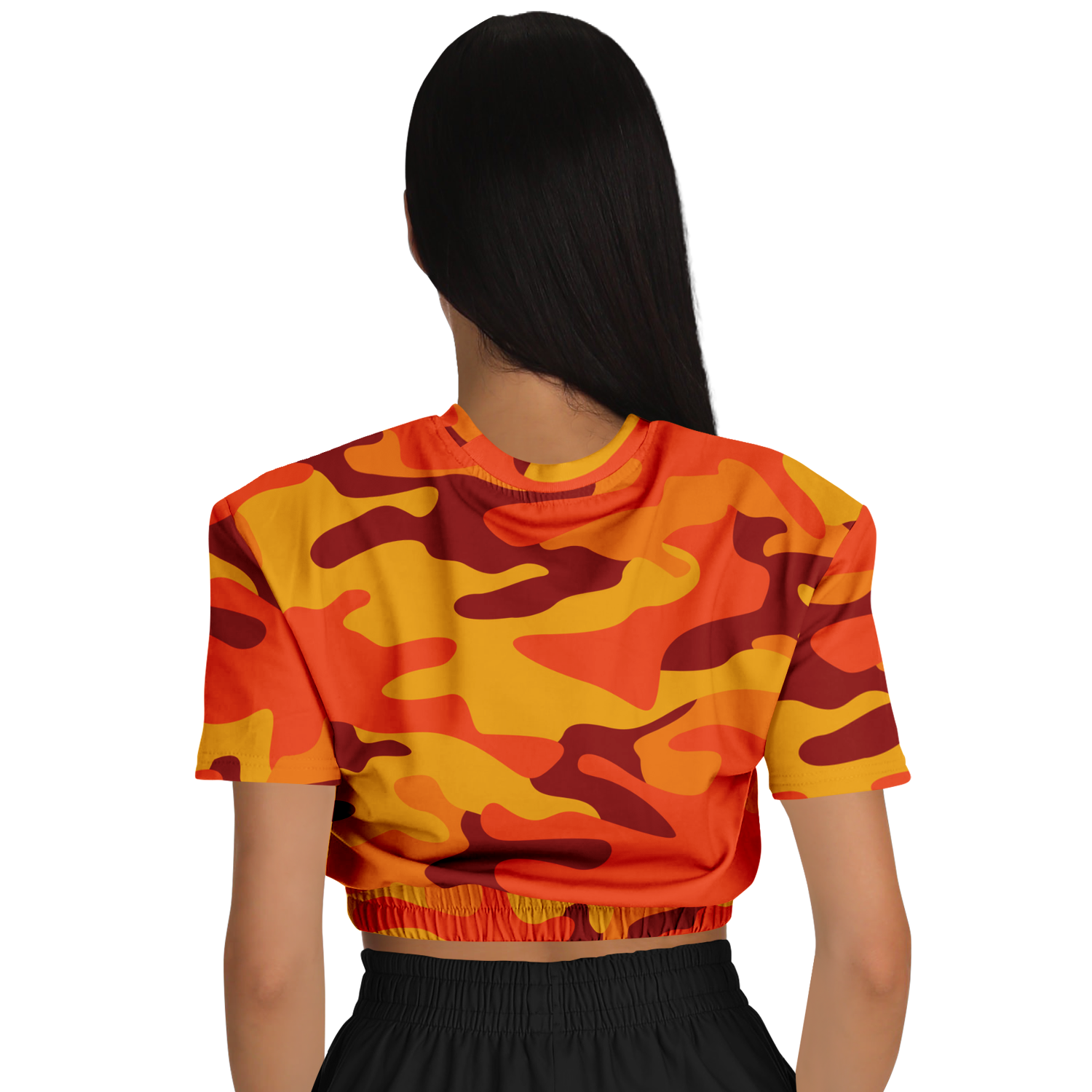 Camo Crop Top Sweatshirt | Orange & Red Camouflage