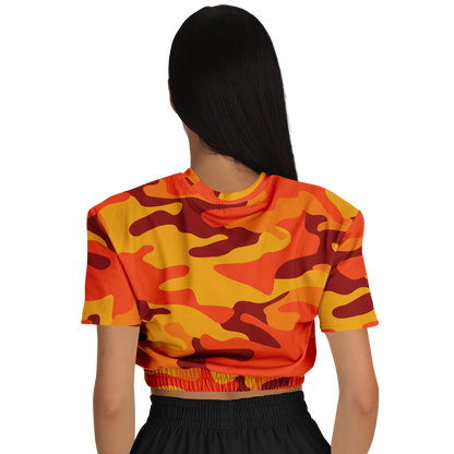 Camo Crop Top Sweatshirt | Orange & Red Camouflage