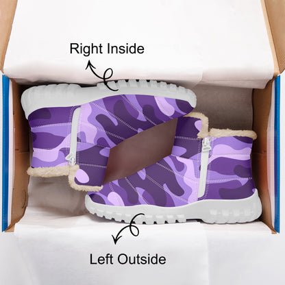 Camo Boots | Cotton-pad Fur Zipper Up | Purple and Blue