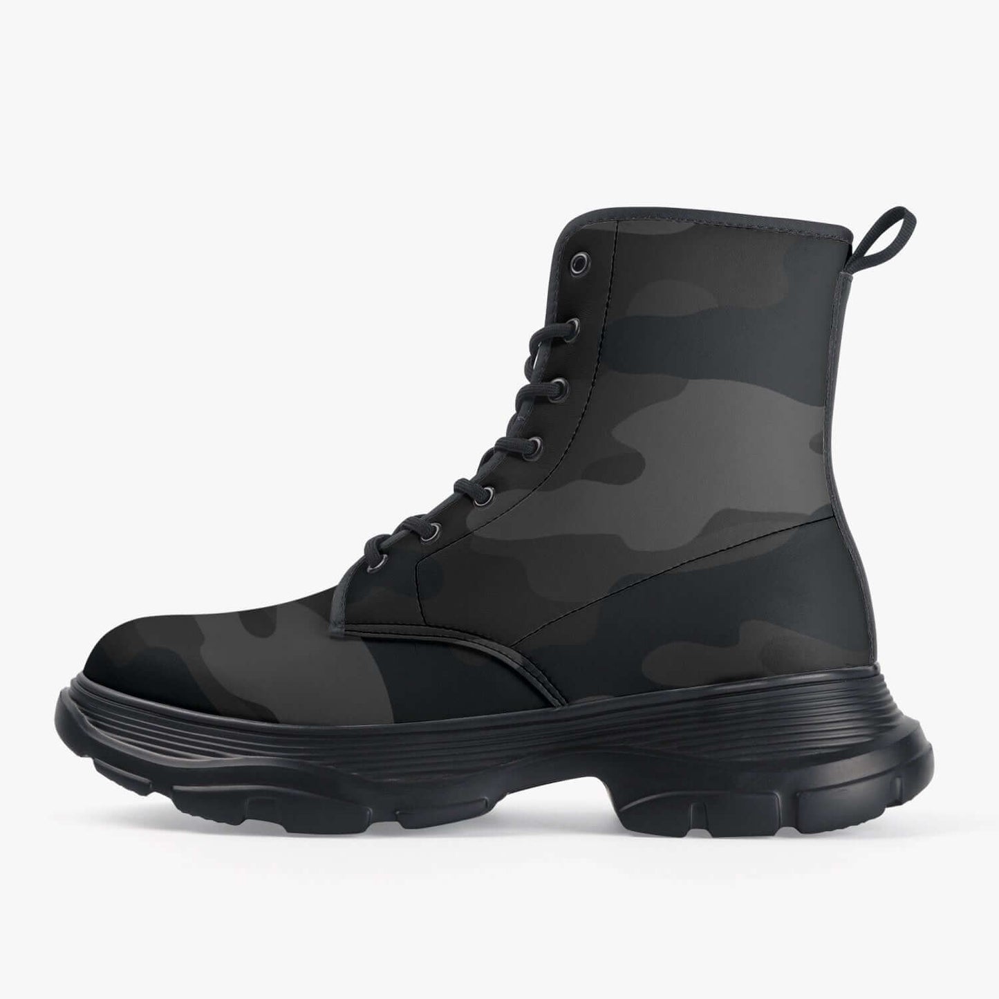 Chunky Boots | Leather in Black Camouflage