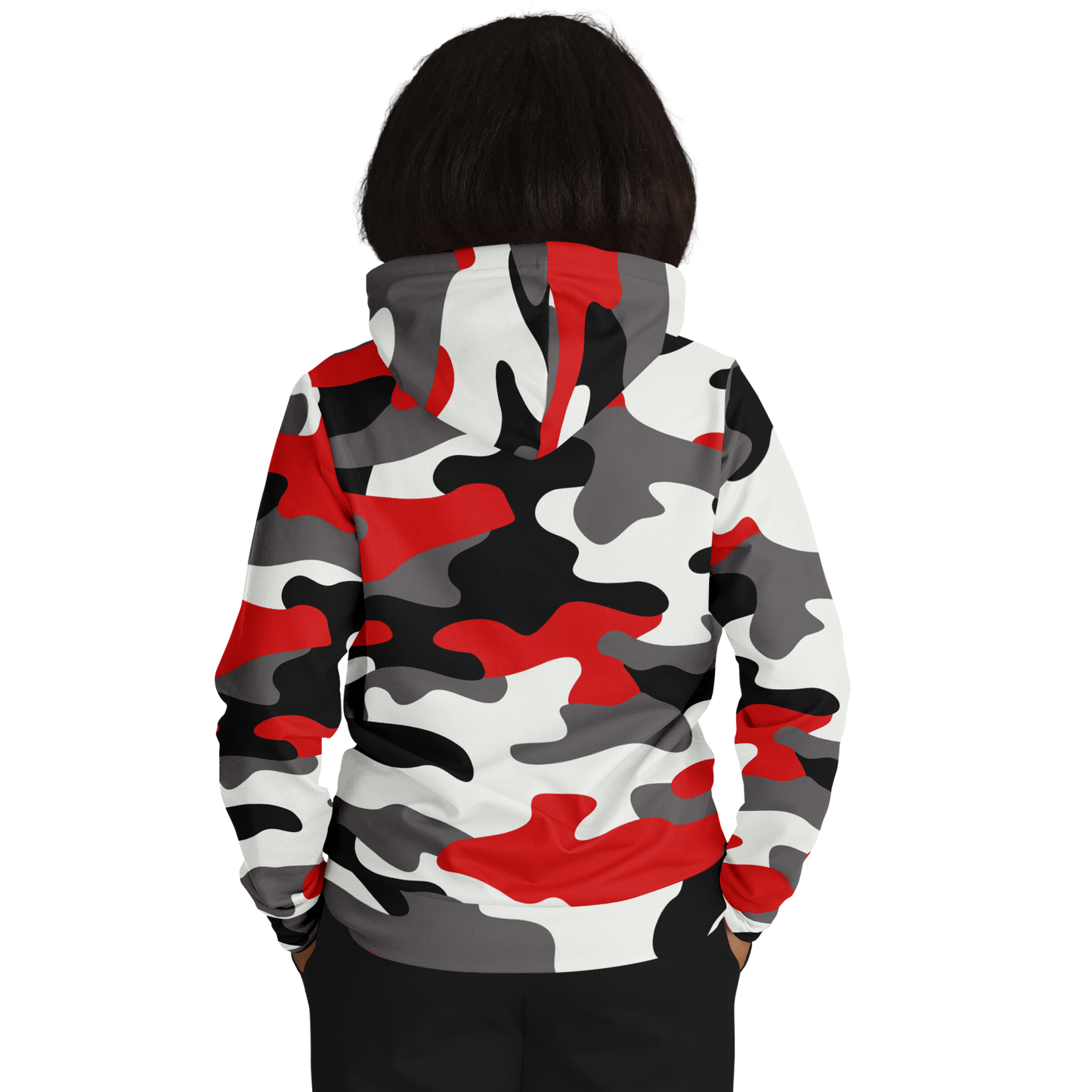 Camo Hoodie | Red, Black & White Camouflage Pullover