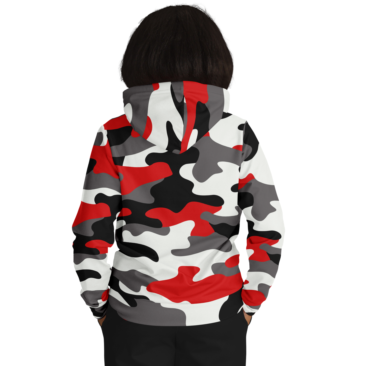 Camo Hoodie | Red, Black & White Camouflage Pullover