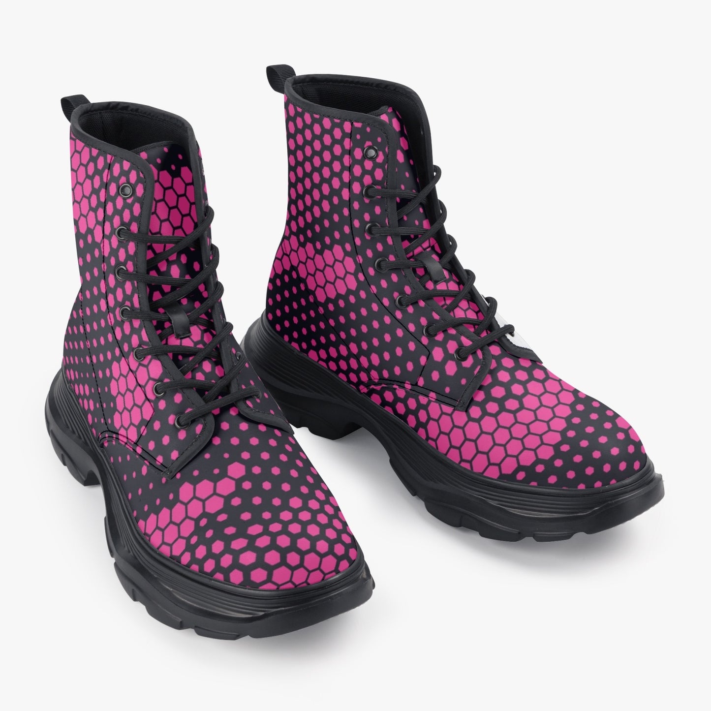 Chunky Boots | Leather in Digital Pink Camouflage