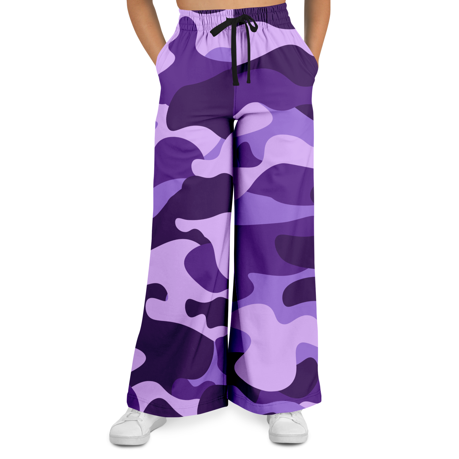 Camo Wide Leg Pants | Purple, Blue & Mauve Camouflage