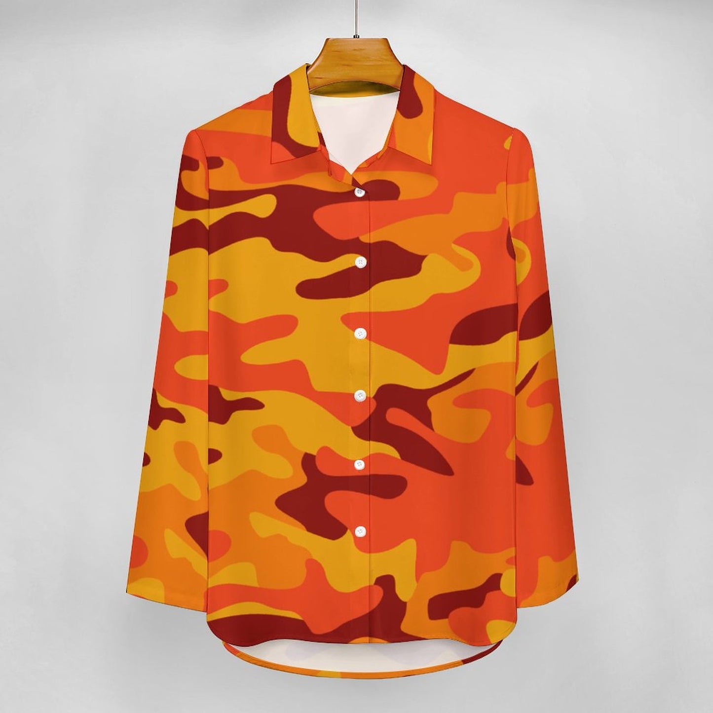 Women's Button-Up Camo Shirt | Orange & Red