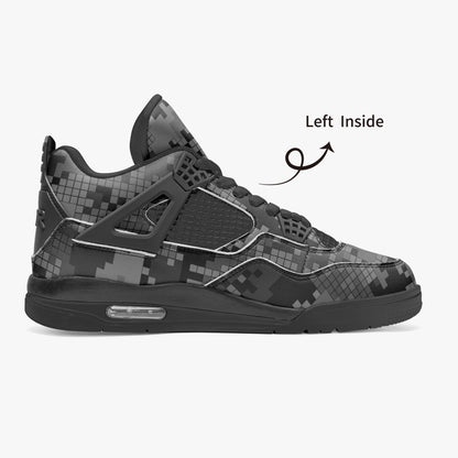 Gray Camo Jordans AJ4 | Digital Monochrome | Black Sole