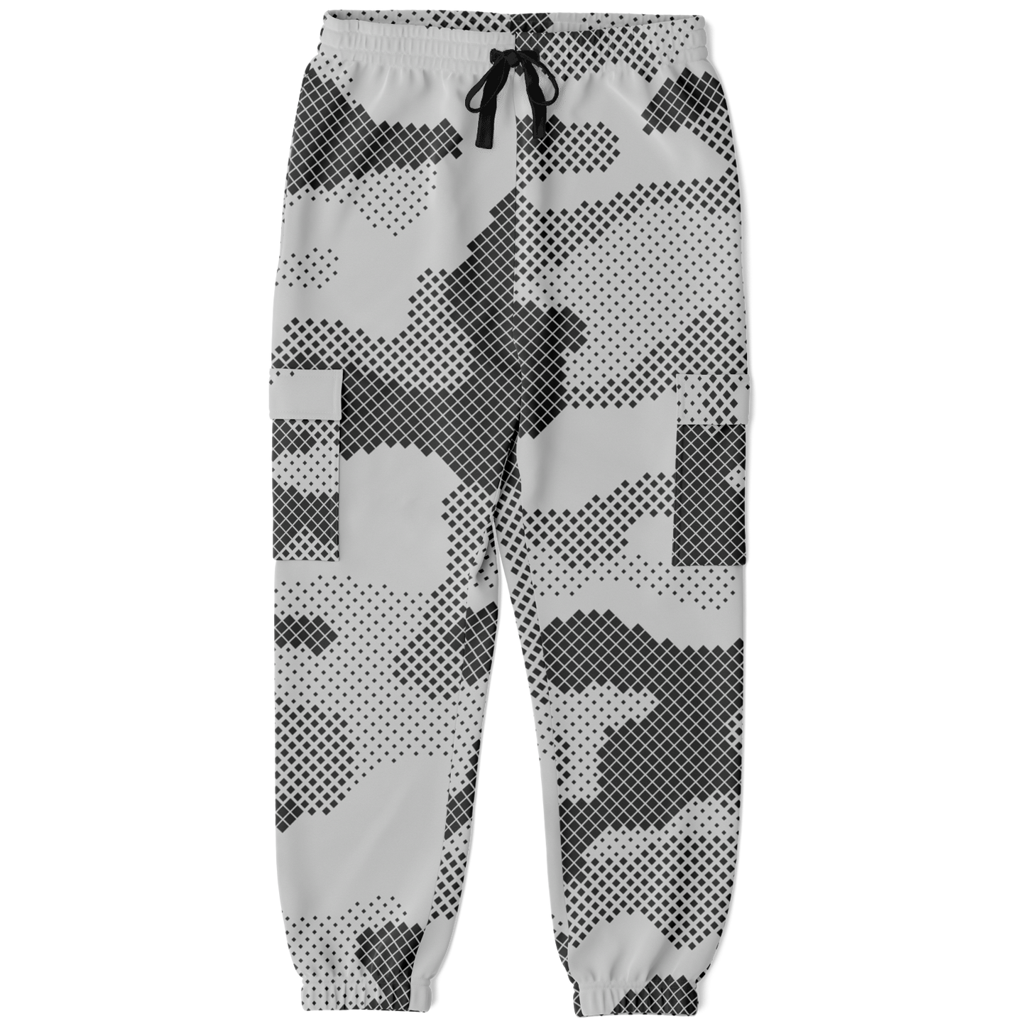 Camo Cargo Pants | Unisex | Black & White Digital Dotted