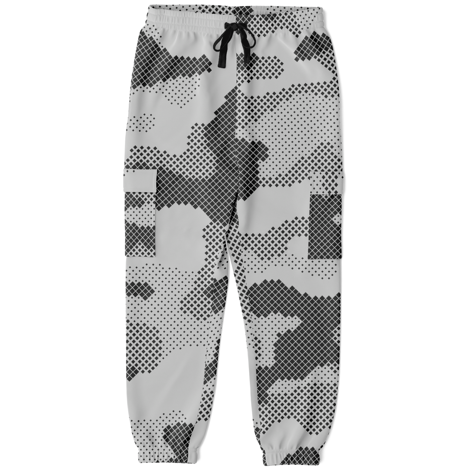 Camo Cargo Pants | Unisex | Black & White Digital Dotted