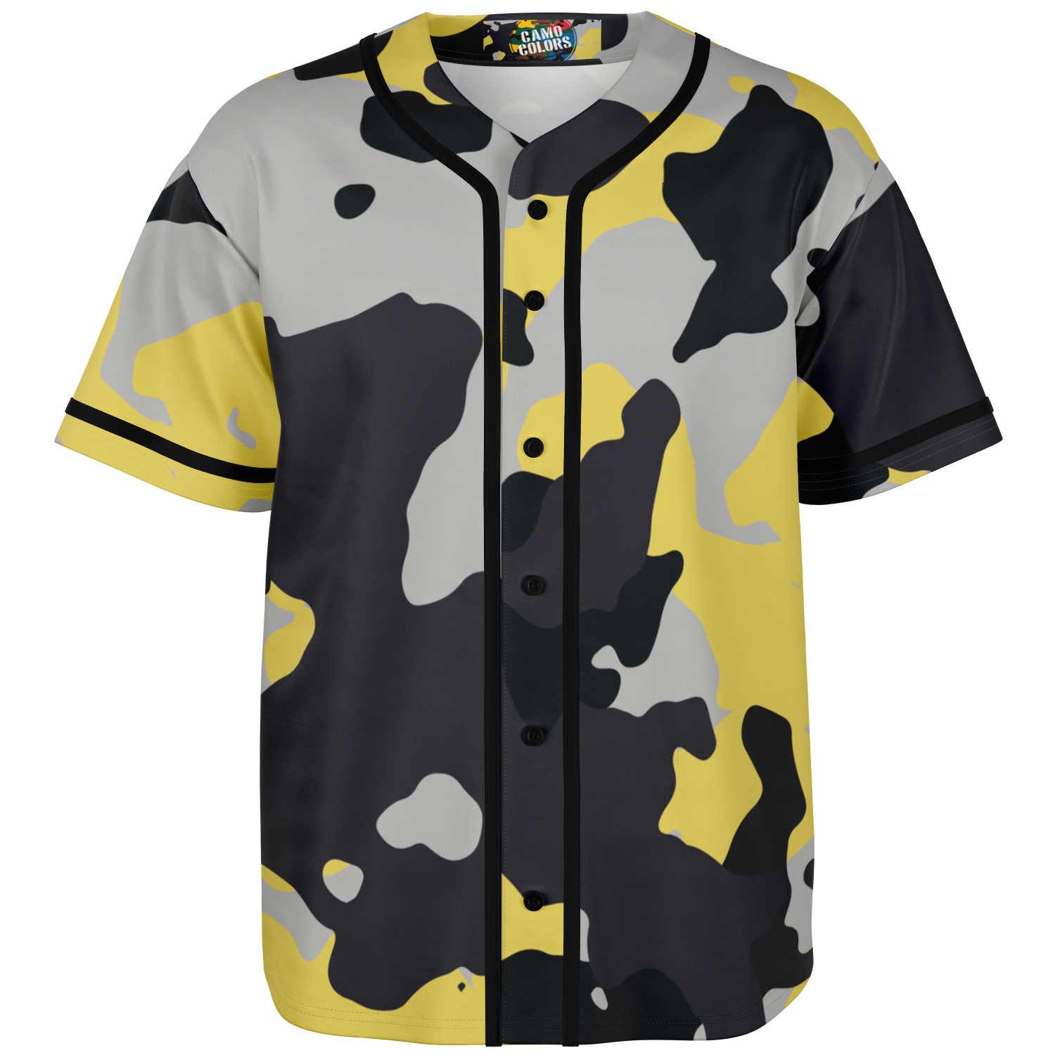 Camo Baseball Jersey | Yellow, Black & Silver Camouflage