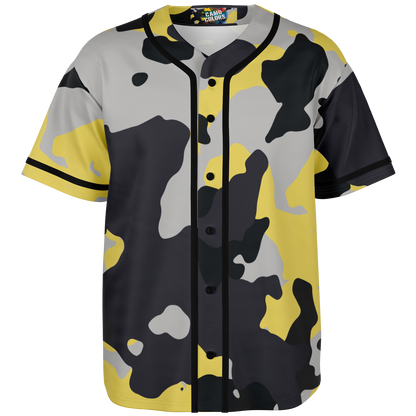 Camo Baseball Jersey | Yellow, Black & Silver Camouflage