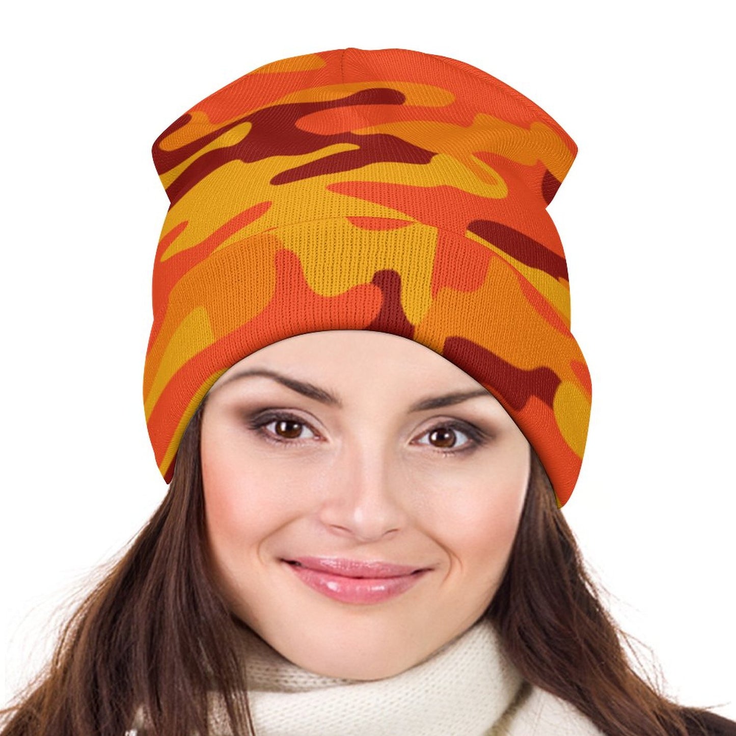 Camo Beanie | Orange & Red Camouflage