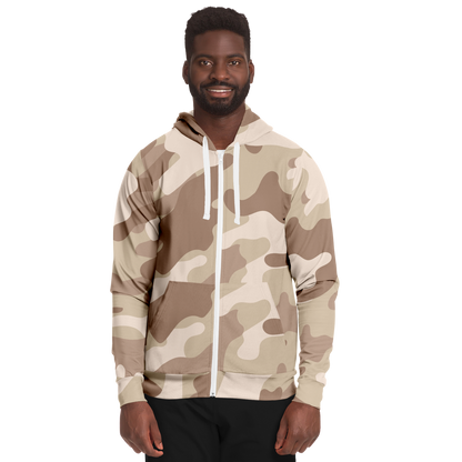 Zip-Up Hoodie | Desert Brown Camouflage