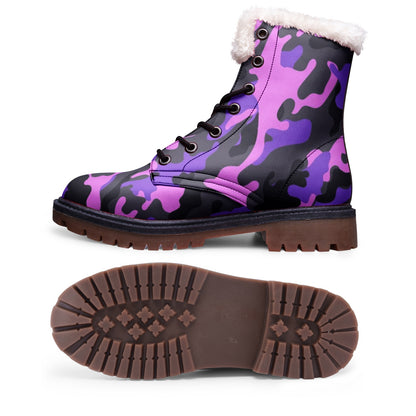 Snow Camo Boots | Pink, Black & Indigo Camouflage