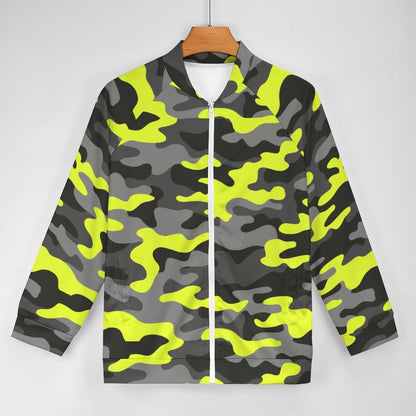 Camo Shirt | Raglan Zip-up | Yellow, Black, and Gray