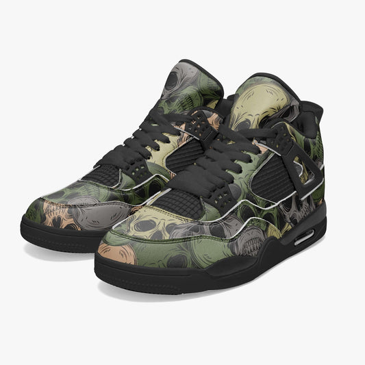 Skulls Camo Jordans AJ4 | Green and Gray High-top Sneakers