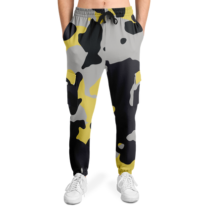 Camo Cargo Pants | Unisex | Yellow, Black & Silver Camouflage