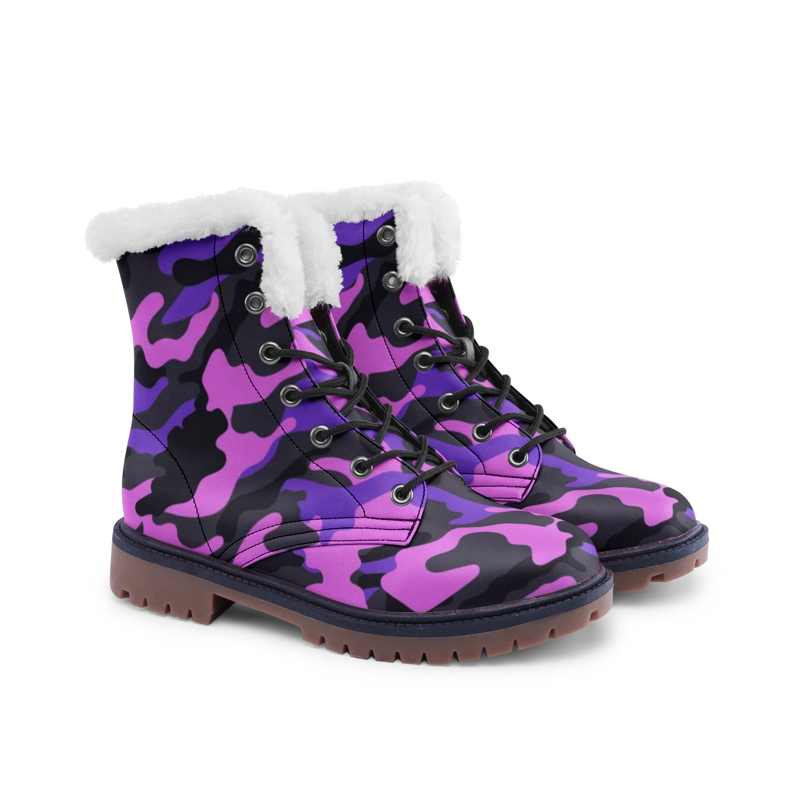 Snow Camo Boots | Pink, Black & Indigo Camouflage