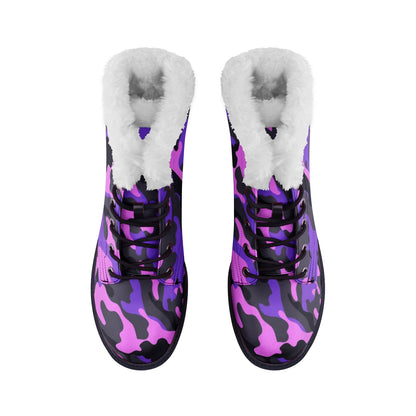 Snow Camo Boots | Pink, Black & Indigo Camouflage