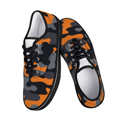 Camo Skate Shoes | Orange, Black, and Gray Camouflage