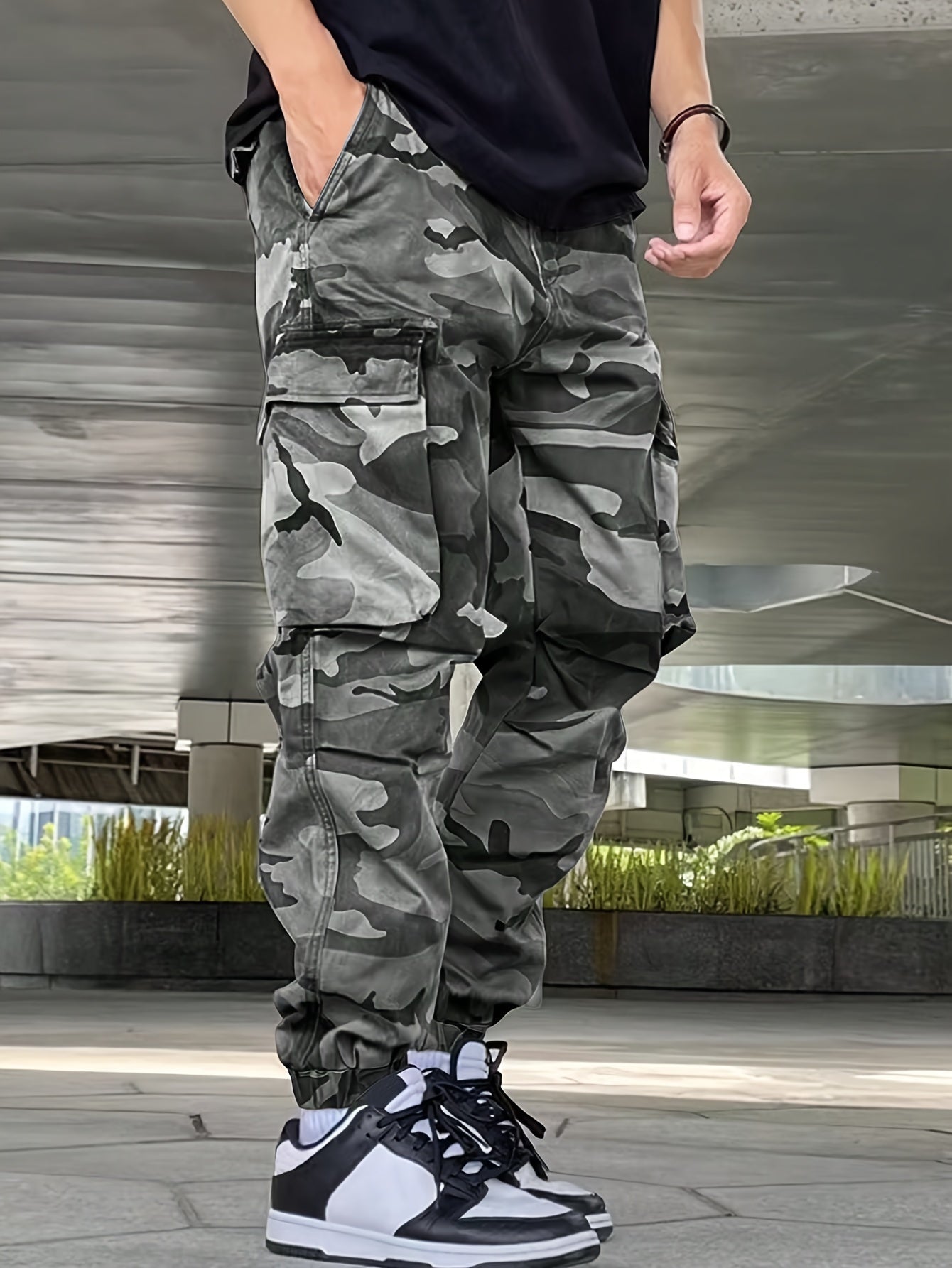 Men's Camo Cargo Pants | Street Style Drawstring Waist