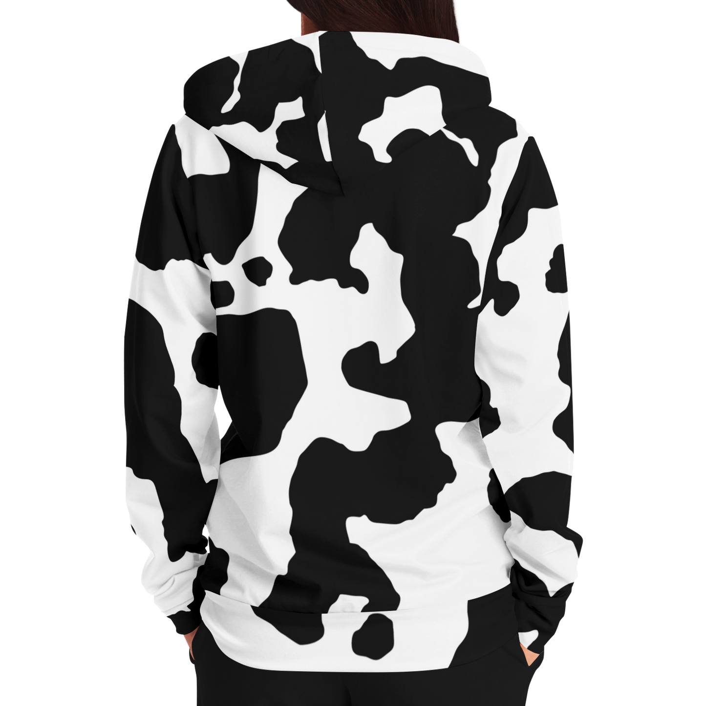 Zip-Up Hoodie | Black & White Camouflage