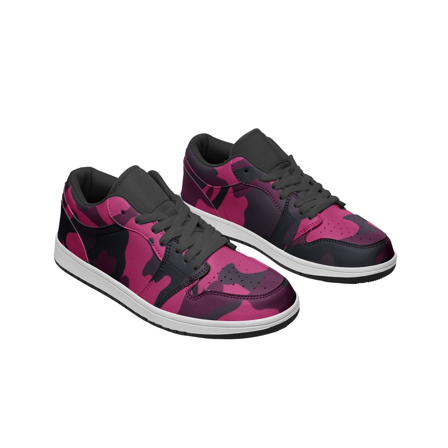 Camo Sneakers | Pink, Onyx & Blue | Unisex Low Top Leather