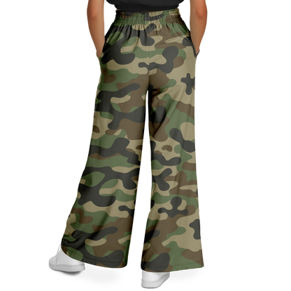 Camo Wide Leg Pants | Military Brown Camouflage