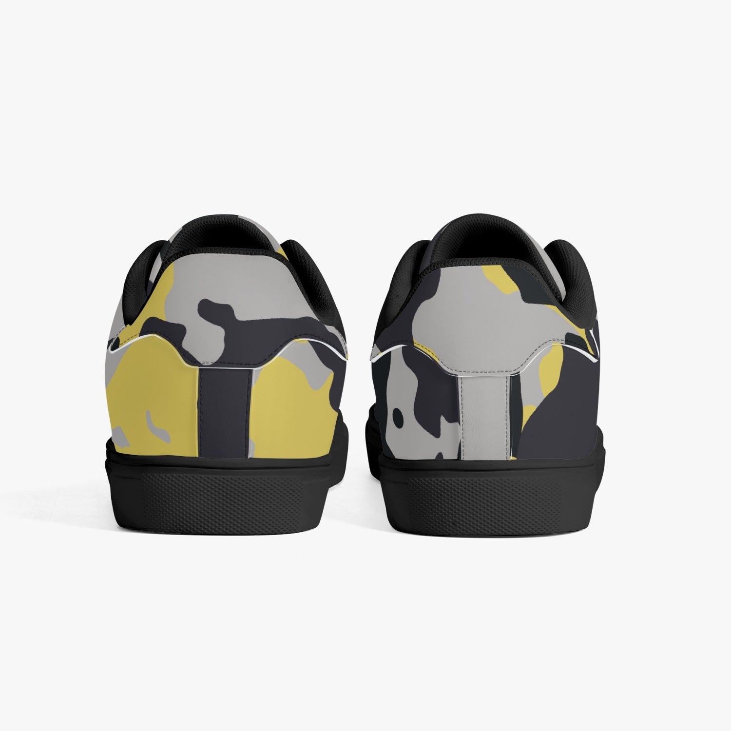 Camo Sneakers | Classic Low-Top Leather | Yellow, Black, & Silver