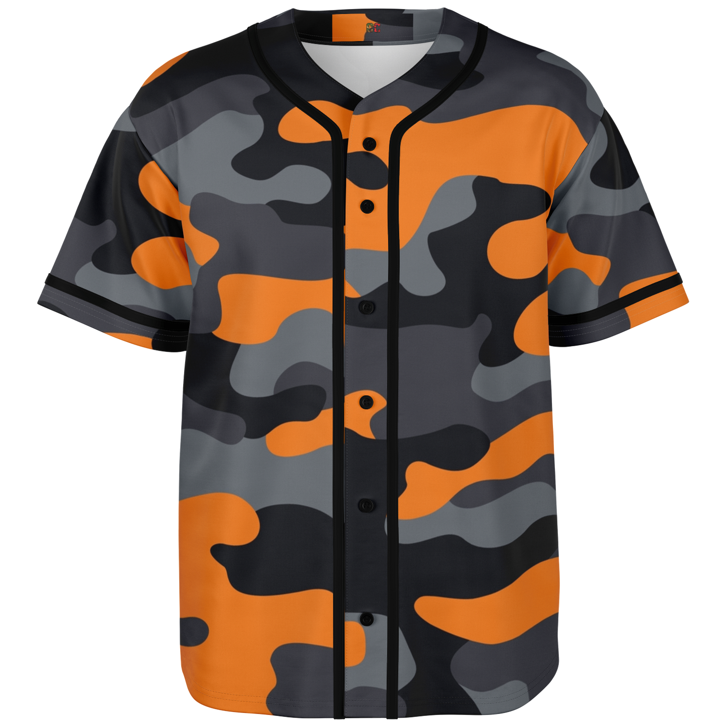 Camo Baseball Jersey | Orange, Gray & Black Camouflage